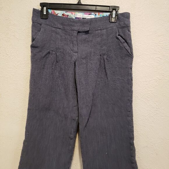 Diane von Furstenberg Cropped Pants Womens SZ 6 Gray Wide Leg Cuffed - Picture 3 of 11